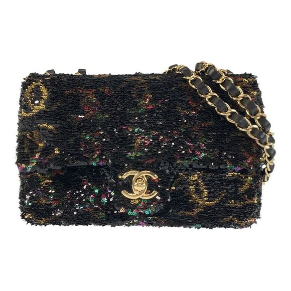 Chanel Lambskin Coco Mark Turn Lock Sequin Bag - Picture 1 of 10